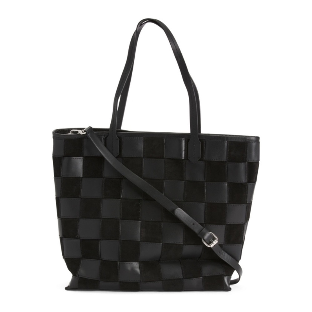 NWT Zara Leather Woven Patchwork Shopper Tote